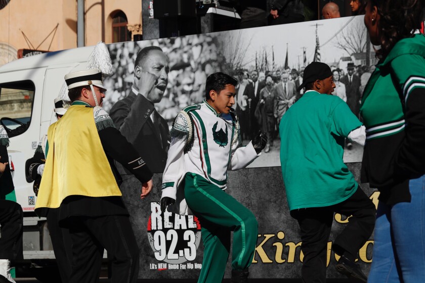 The Inglewood High School marching band participates in last year's Kingdom Day Parade in Los Angeles.