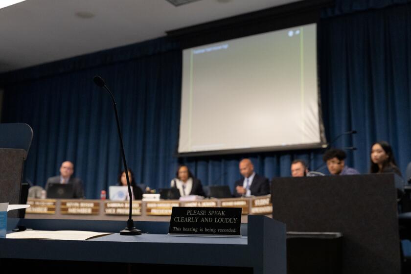 The school board meeting at the San Diego Unified School District headquarters on Tuesday, April 26, 2022.