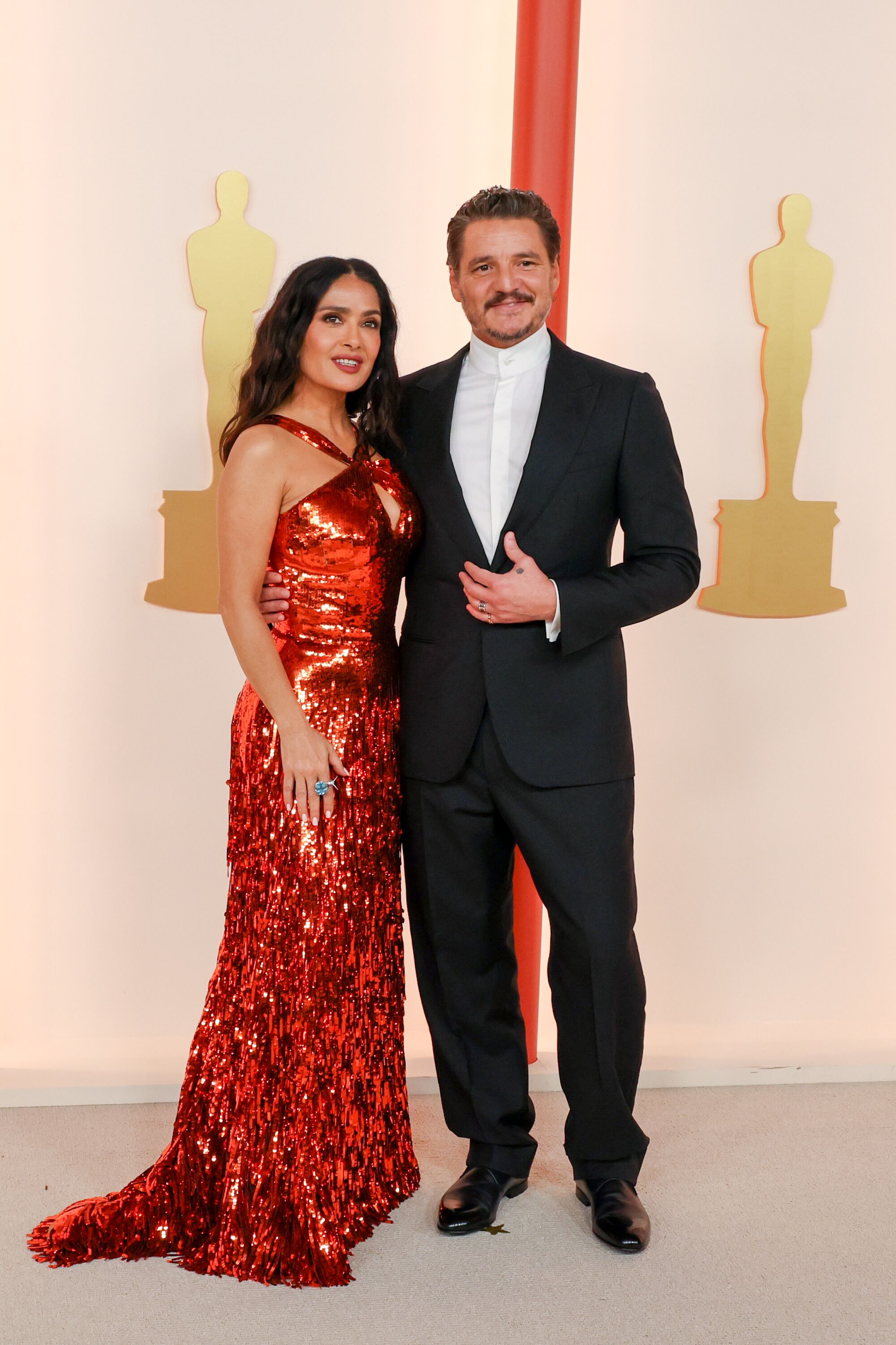 Salma Hayek and Pedro Pascal attend the 95th Academy Awards at the Dolby Theatre on March 12, 2023 in Hollywood, California.