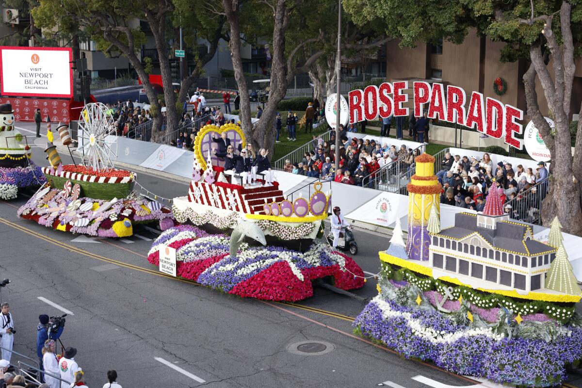 Pictured is the full Visit Newport Beach float, which is 165 feet long. 