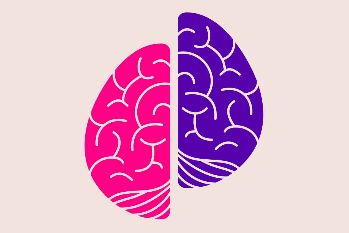 Illustration of two brain hemispheres misaligned