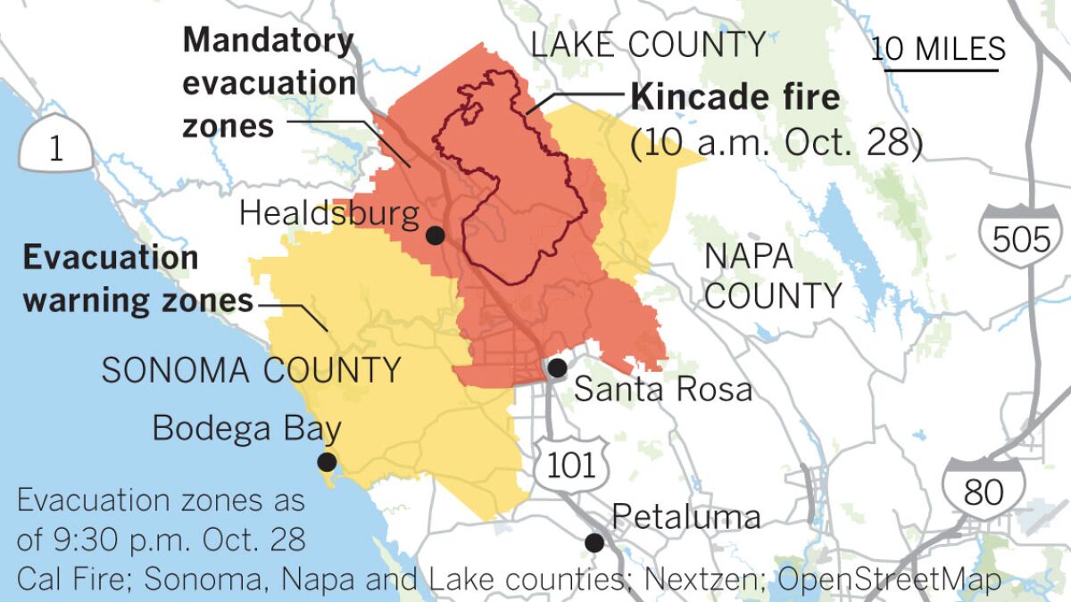 Evacuations for the Kincade fire