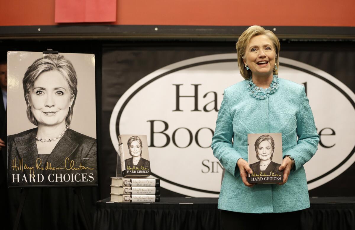 Hillary Rodham Clinton on the promotion circuit with "Hard Choices" at a book signing at Harvard in Cambridge, Mass.
