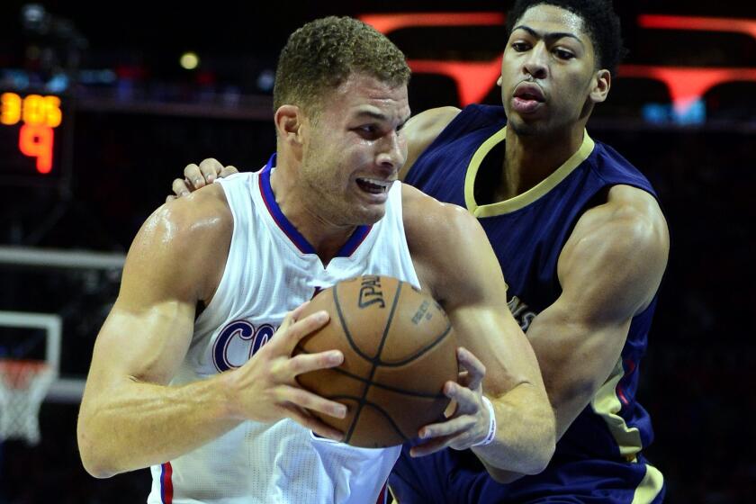 Blake Griffin won the battle of the big men Saturday night, finishing with 30 points. New Orleans' Anthony Davis had 26 points but also a season-low three rebounds.