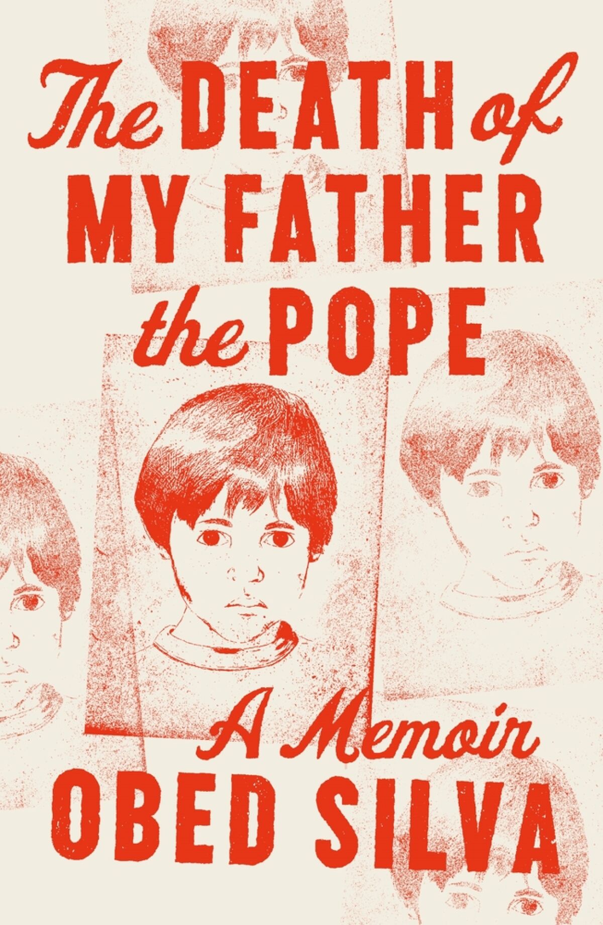 The cover of the book "The Death of My Father the Pope" features drawings of a little boy's head.