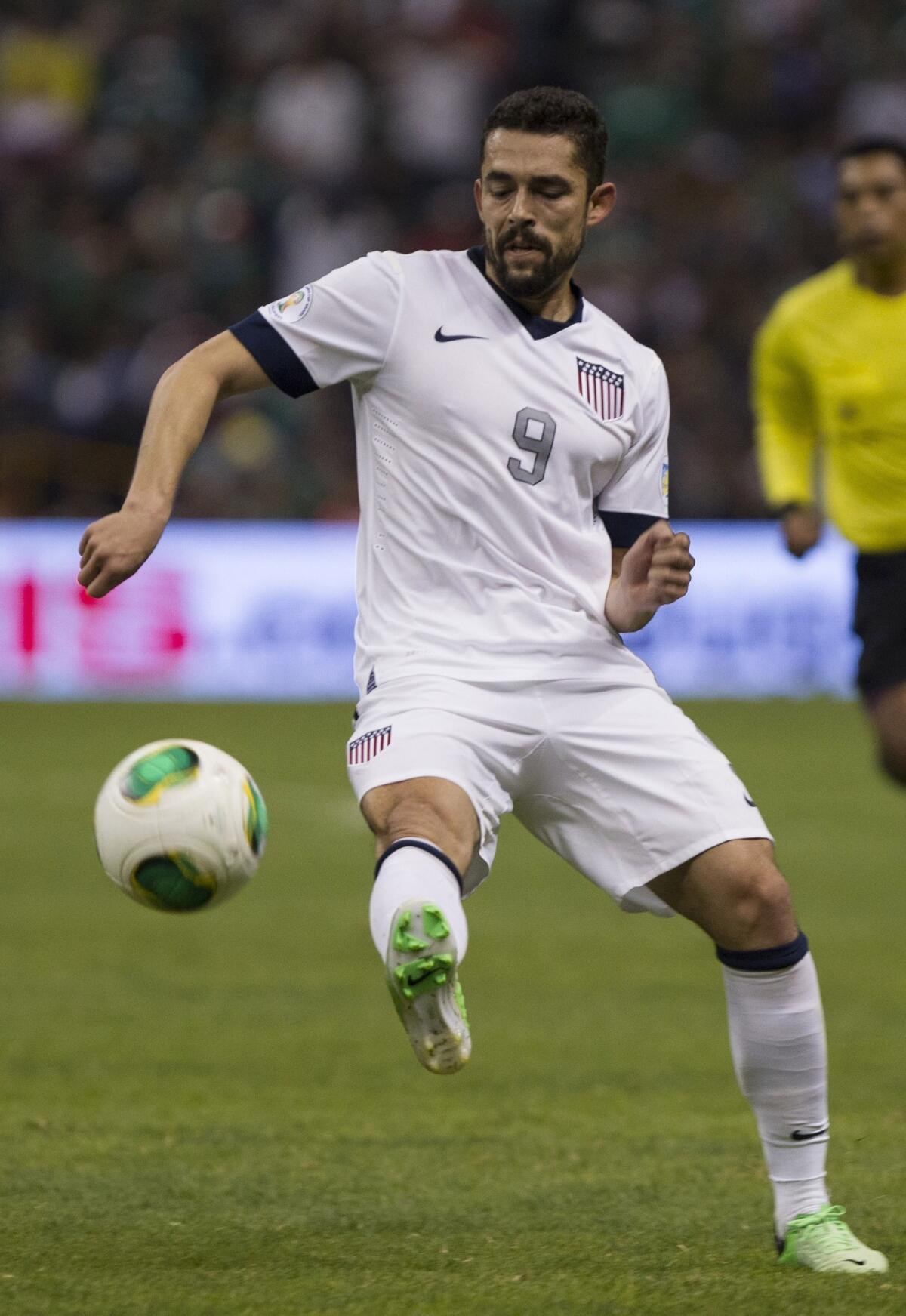 U.S. forward Herculez Gomez controls the ball during a World Cup qualifying match against Mexico in March. Gomez had a strong performance in Tijuana's 3-3 draw against Club America at StubHub Center in Carson on Saturday.