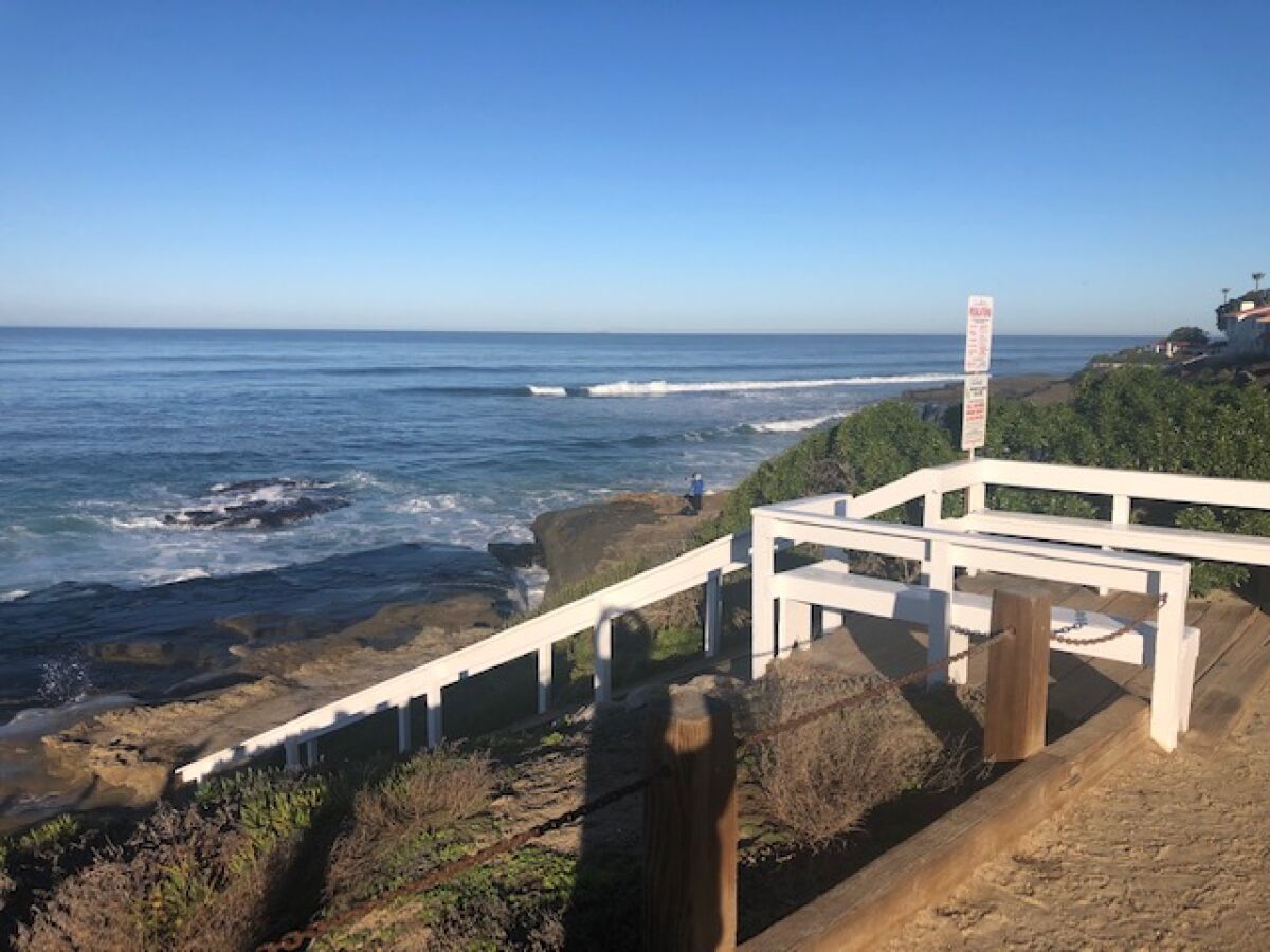 La Jollan Joseph McGoldrick recently repainted stairway railings that lead to Windansea Beach at the foot of Nautilus Street.