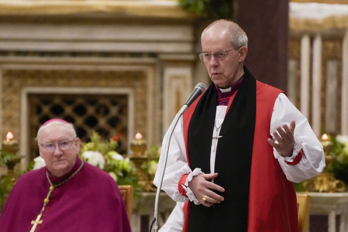 Archbishop of Canterbury Justin Welby  speaks at St. Paul's Basilica in Rome