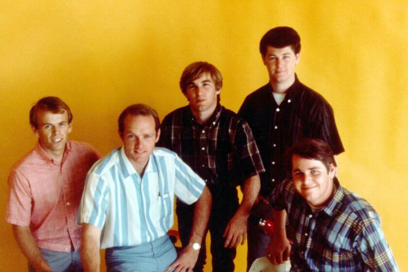The Beach Boys circa 1964. (L-R) Al Jardine, Mike Love, Dennis Wilson, Brian Wilson, Carl Wilson.