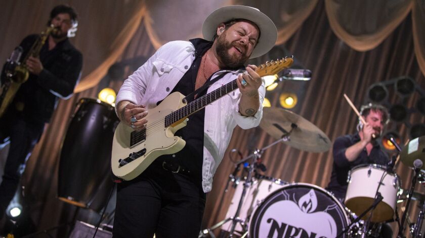 Nathaniel Rateliff & the Night Sweats drew strongly from their latest album, "Tearing at the Seams," at the Greek Theatre on Wednesday.