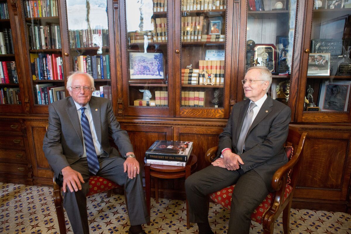 Bernie Sanders, left, and Senate Minority Leader Harry Reid (D-Nev.).