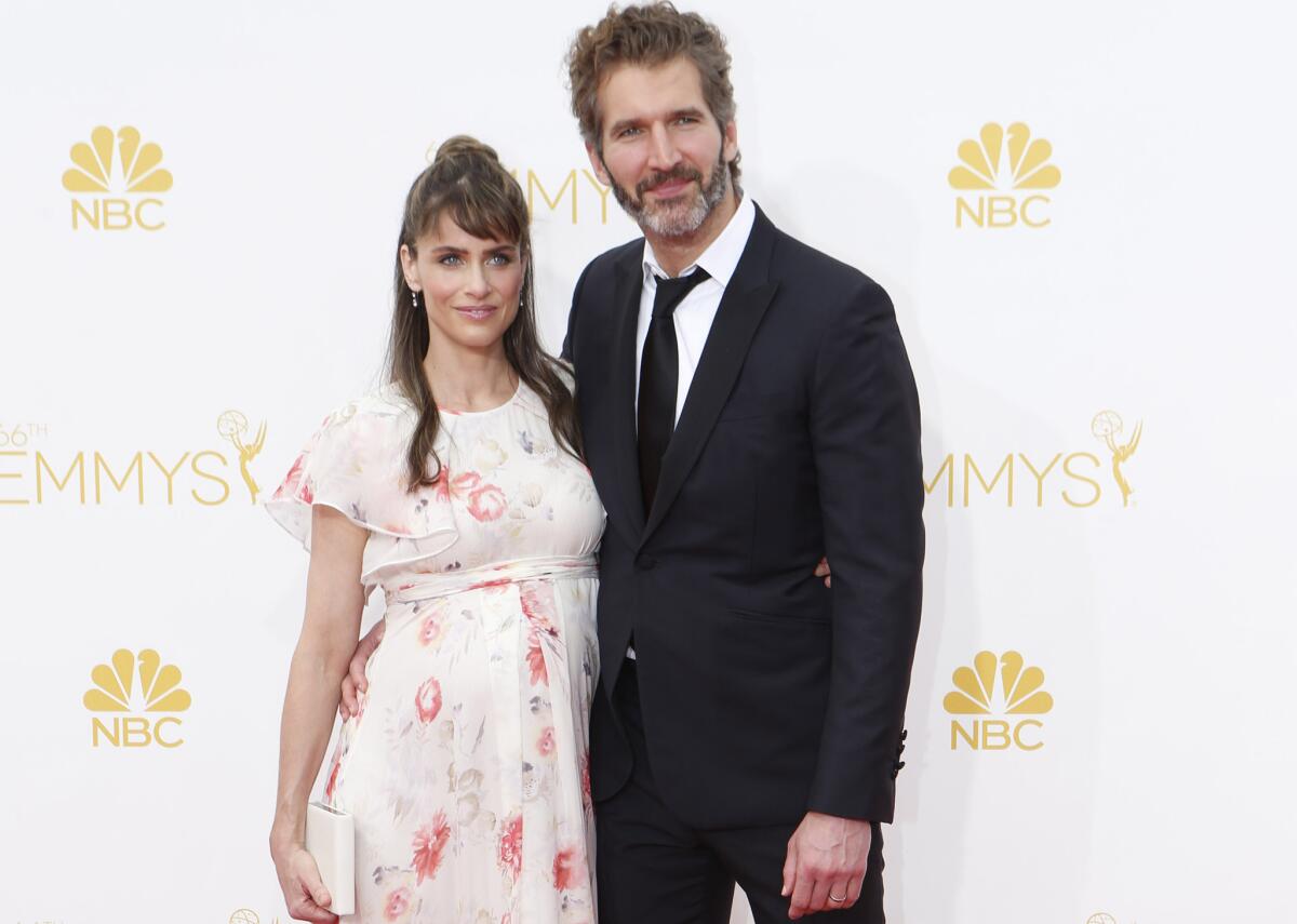 Amanda Peet, David Benioff welcomed their third child: a baby boy named Henry. Above, the couple arriving at the Primetime Emmy Awards in August.