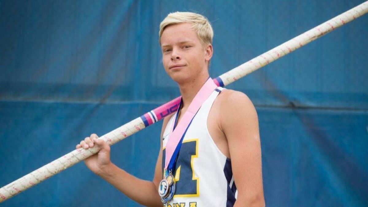 Marina boys' pole vaulter Skyler Magula, seen on June 29, has signed with the Cal men's track and field program. The senior is a returning state medalist in boys' pole vault.