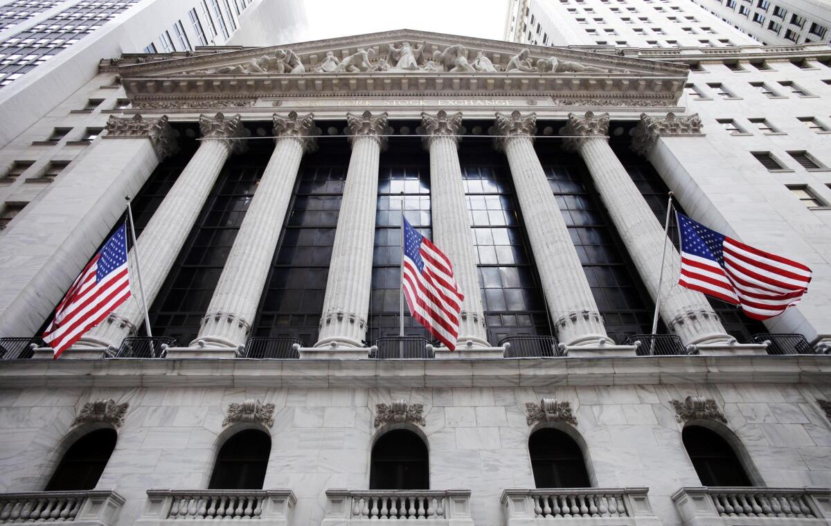 The New York Stock Exchange is seen in lower Manhattan.