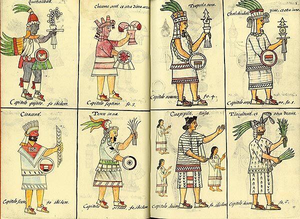 General History of the Things of New Spain, 1575-77, by Bernardino de Sahagún, illustrates the Aztec world for the Spanish conquerors.