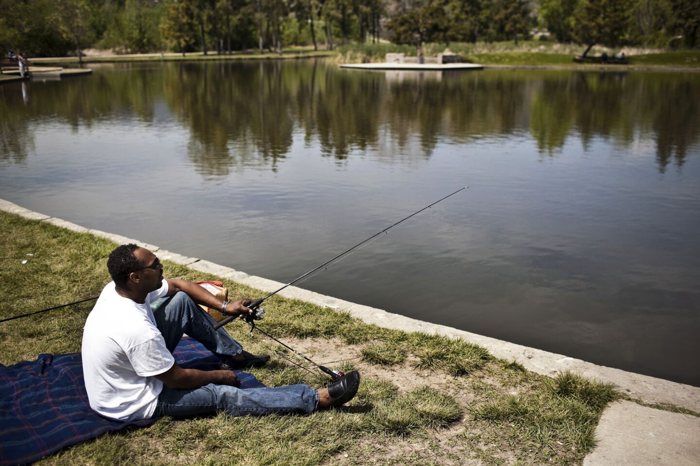Rodney King during a day of fishing at Glen Helen Regional Park in San Bernardino in 2012.