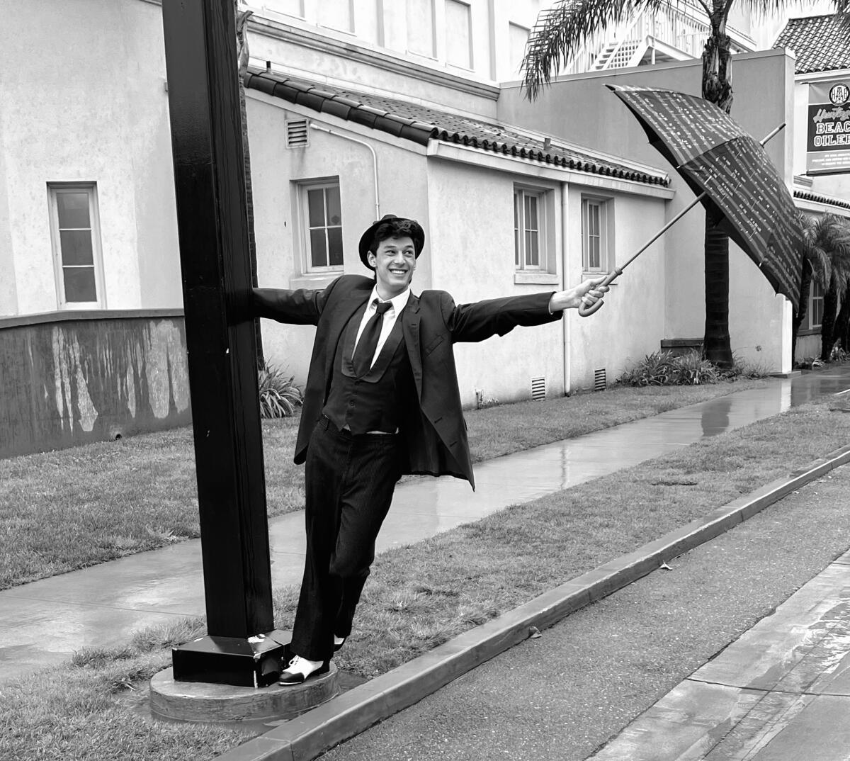 Huntington Beach High student actor Landon Mariano stars in the HBAPA production of the classic "Singin' in the Rain."