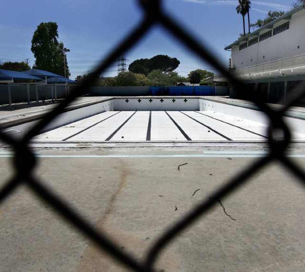 The empty swimming pool at Verdugo Park. The pool has been closed since 2009, and was a former training site for the 1984 Olympics.