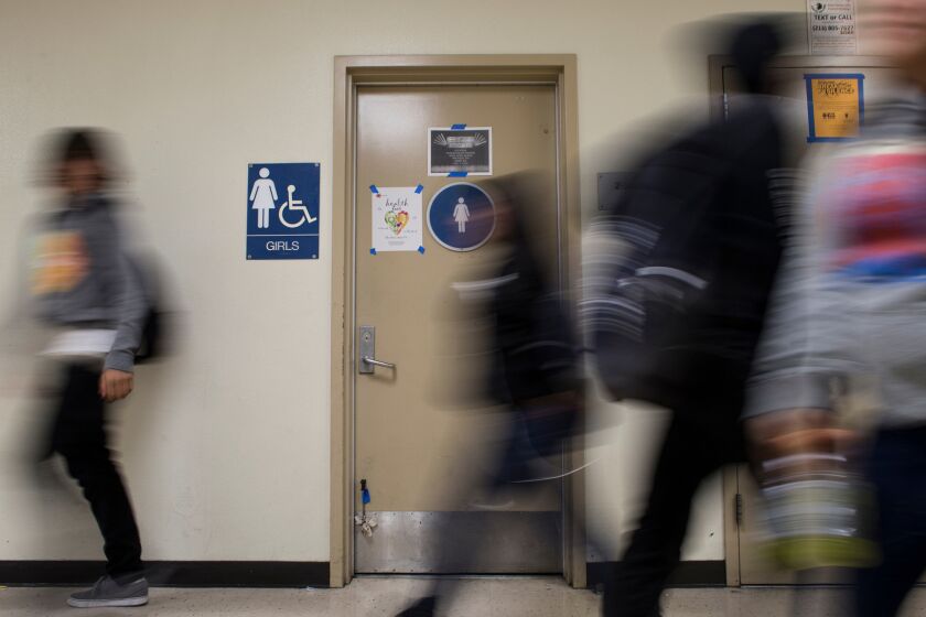 Californians¿ support for transgender students being able to use bathrooms that match their gender identities is growing, a new USC Dornsife/Los Angeles Times poll has found.