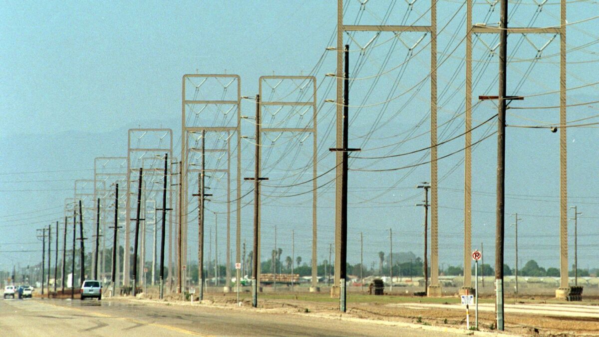 Transmisson towers in Oxnard. The National Cancer Institute says there's no evidence to support the claim that power lines cause cancer.