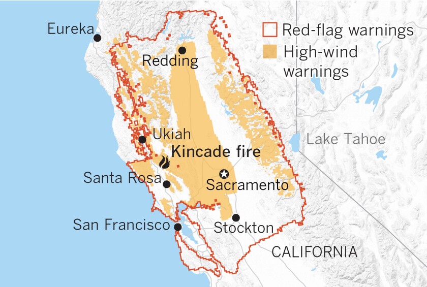 map of northern california fires California Braces For 80 Mph Winds Major Fire Risk Los Angeles map of northern california fires