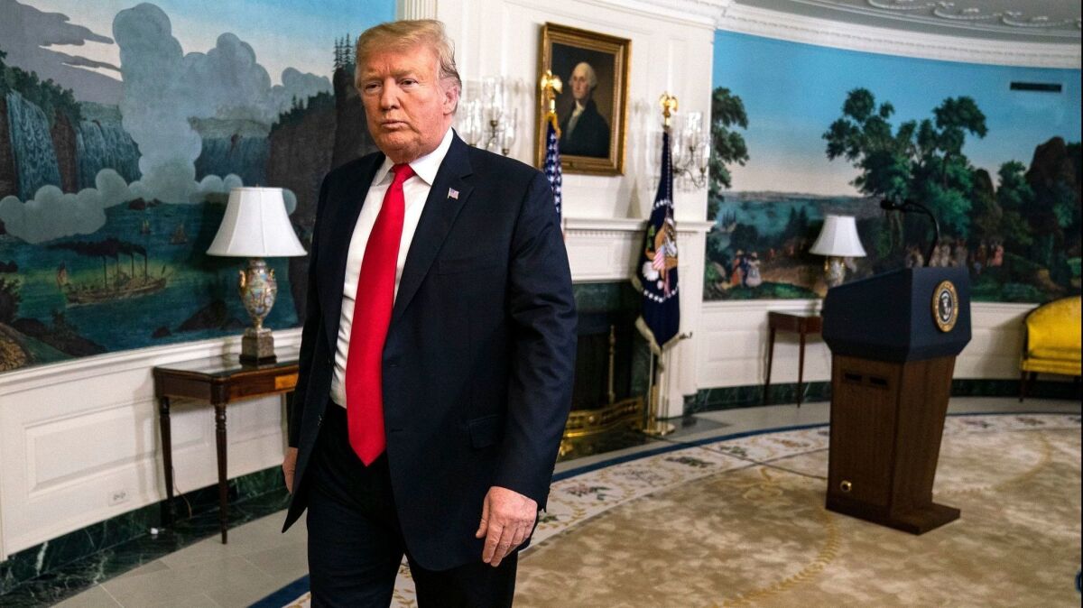 President Trump in the Diplomatic Room of the White House in Washington on Jan. 19.