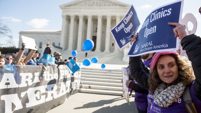 Supporters of legal access to abortion and anti-abortion activists rally outside the Supreme Court in March 2016 during the case of Whole Woman's Health vs. Hellerstedt.