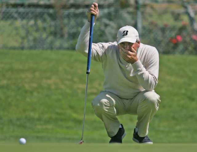 Fred Couples ponders his shot during the first round of the Toshiba Classic golf tournament at Newport Beach Country Club on Friday.