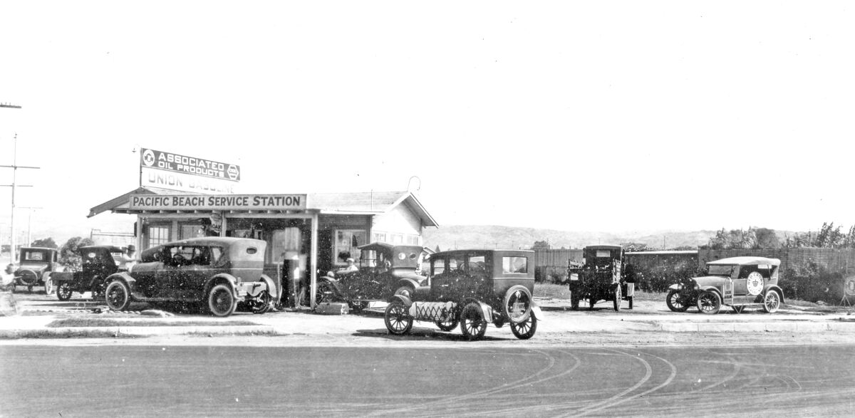 Pacific Beach Service Station, on the northeast corner of Cass and Garnet streets, where Chase Bank is today. 