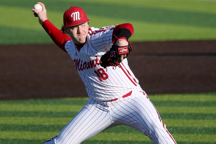 Miami-Ohio University pitcher Sam Bachman was selected ninth overall by the Angels in the MLB draft on July 11, 2021.