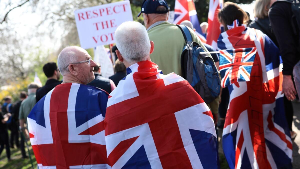 Brexit supporters at a rally in London.