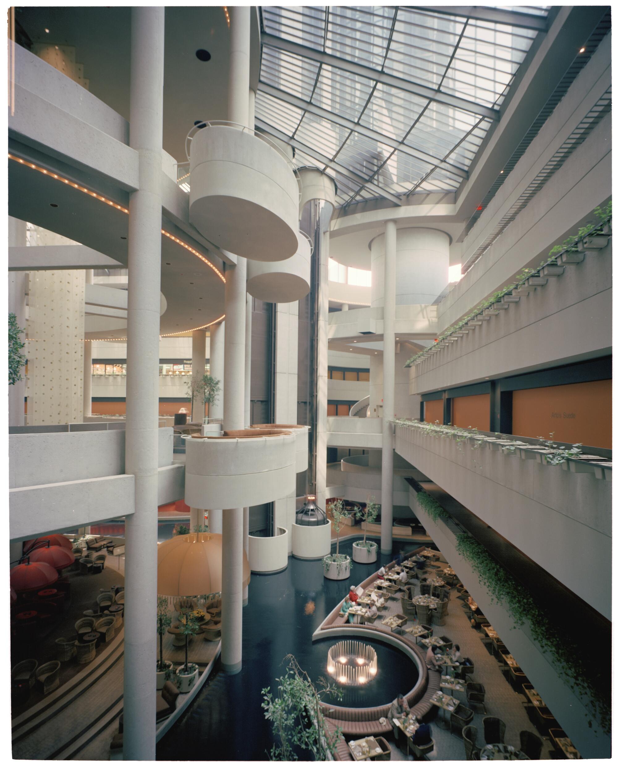 Interior atrium of the Bonaventure hotel.