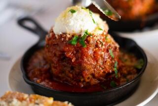 The one-pound Wagyu beef meatball at LAVO restaurant in San Diego.