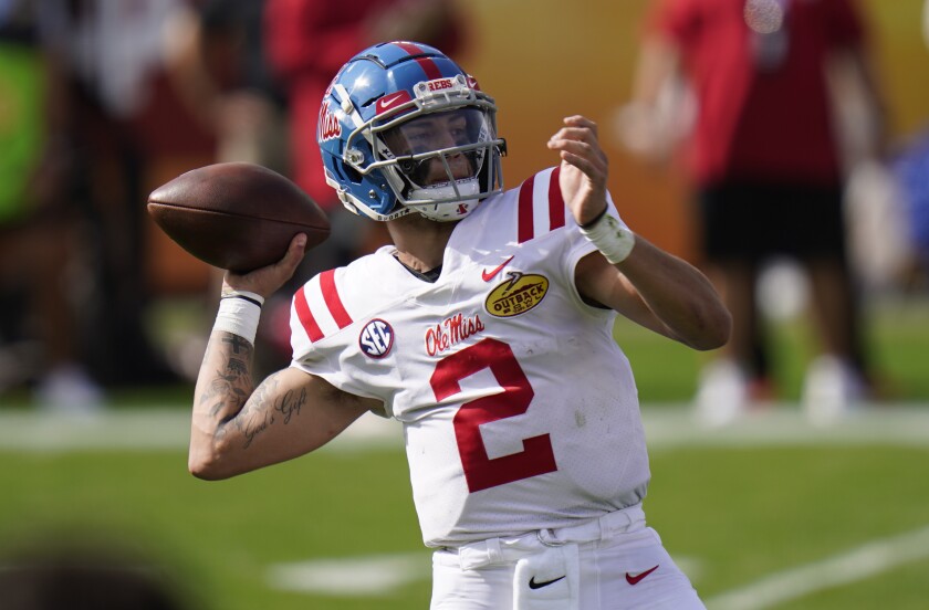 Mississippi quarterback Matt Corral played high school football at Oaks Christian and Long Beach Poly.