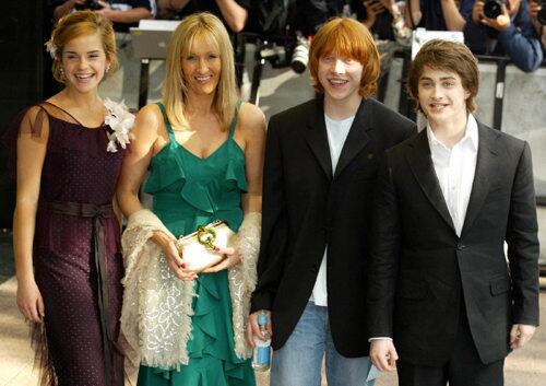 Potter with his costars and J.K. Rowling at the London premiere of 'Prisoner of Azkaban.'