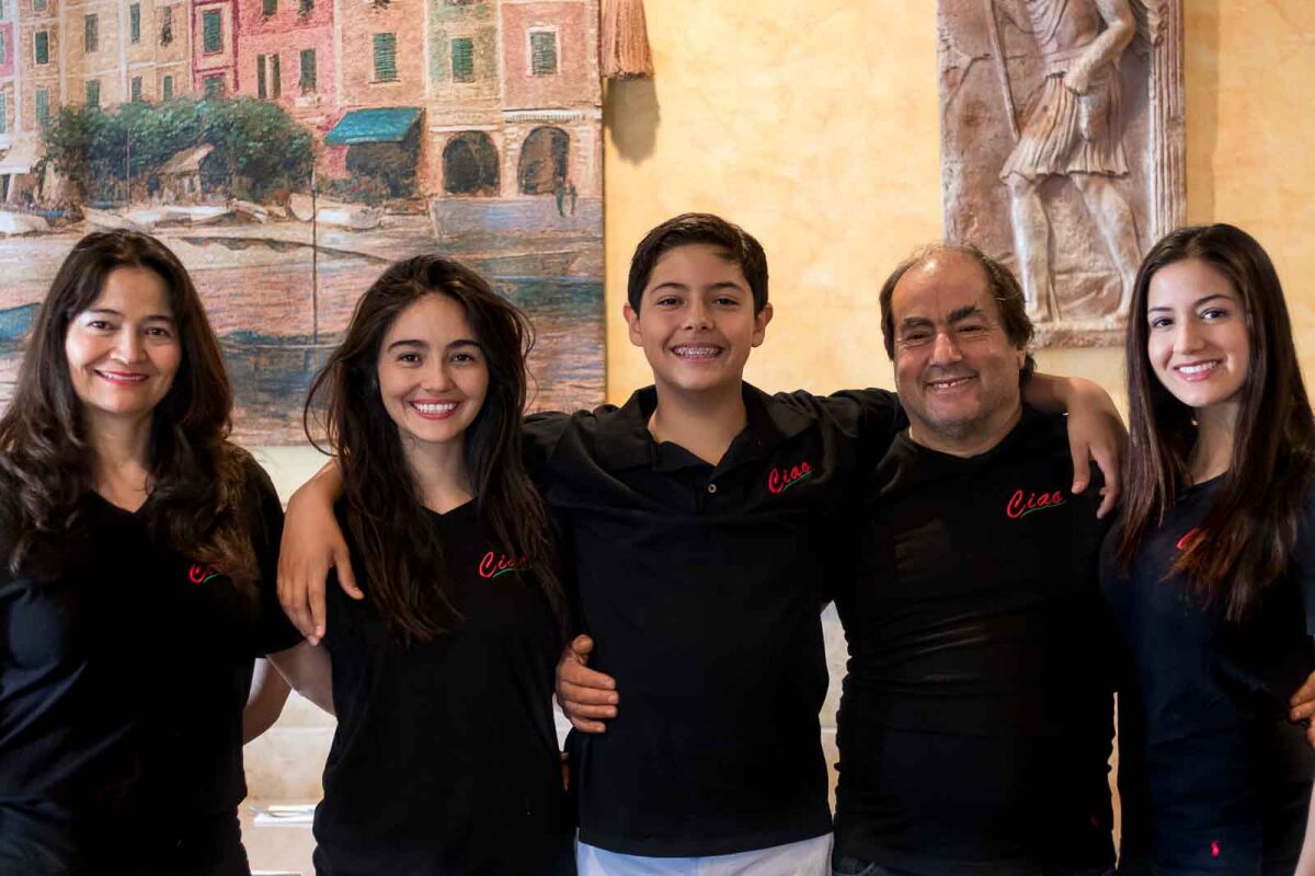 Ciao Ristorante owners, from left, Gloria, Valeria, Giuseppe Jr., Giuseppe Sr. and Bianca di Giovanni of Vista.