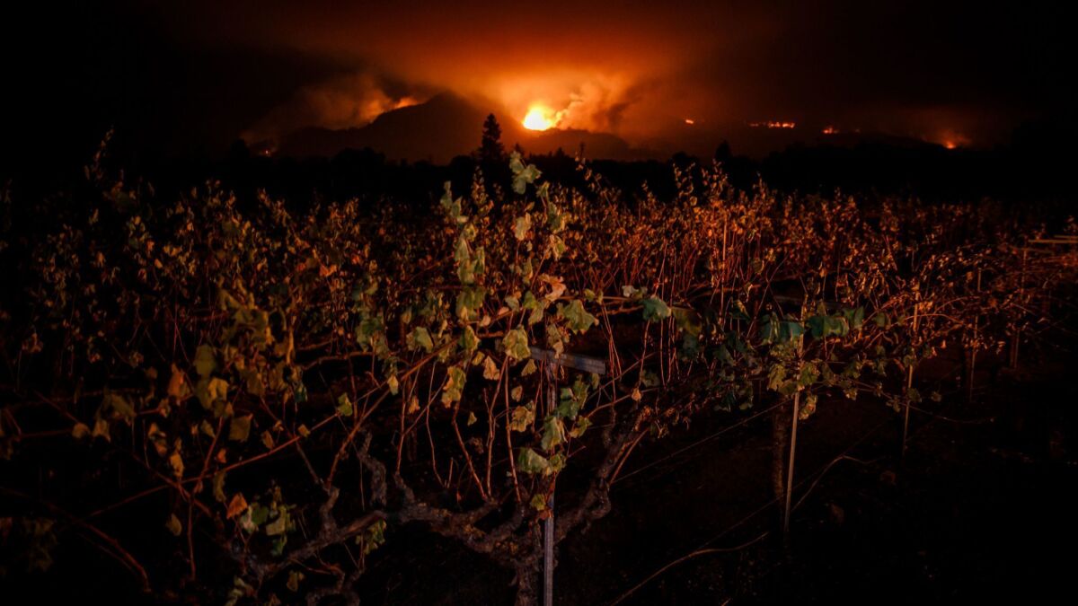 Abrush fire lights up the night sky in Wine Country in 2017.