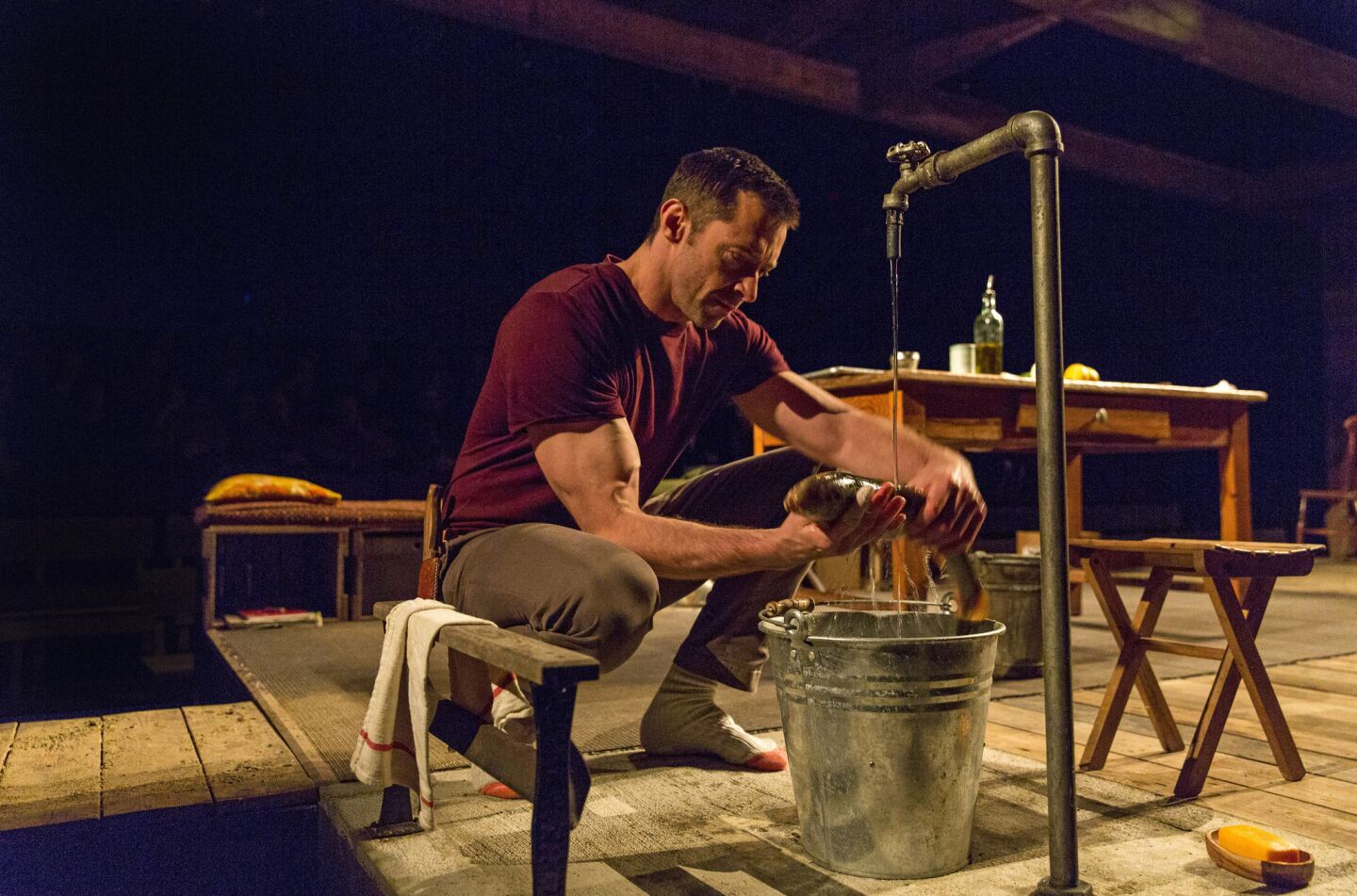 "Wolverine" actor Hugh Jackman played The Man in "The River," a play by Jez Butterworth, directed by Ian Rickson, at Circle in the Square Theatre in New York.