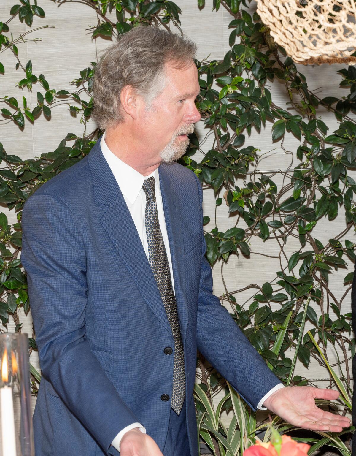 Anton Segerstrom, Partner, South Coast Plaza welcomes guests at 55th Anniversary dinner held at Knife Pleat, SCP.
