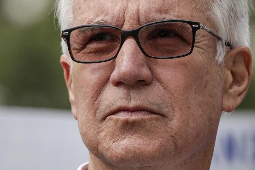 Los Angeles, CA - June 18: Los Angeles District Attorney George Gascon, joined by members of SEIU Local 2015 and other local leaders, addresses a news conference held on the steps of Hall of Justice on Friday, June 18, 2021 in Los Angeles, CA. (Irfan Khan / Los Angeles Times)