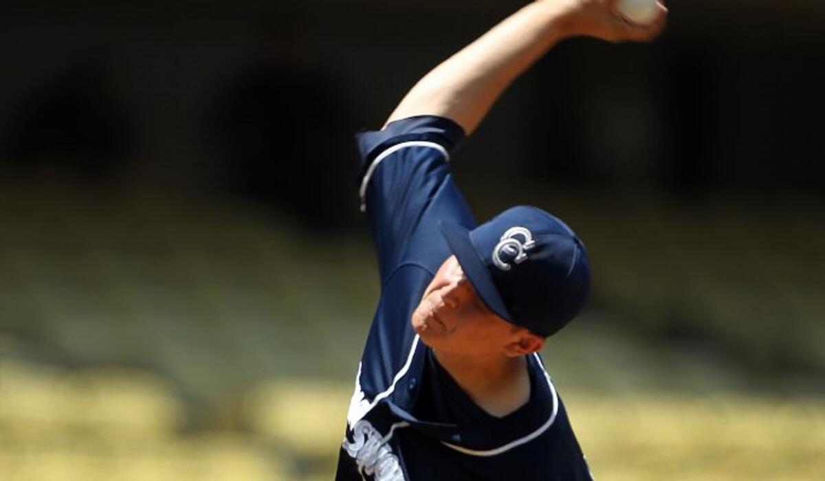 Chatsworth freshman Tommy Palomera retired the first nine Birmingham batters and gave up two hits in 5 1/3 innings in the 2014 City Section Division I baseball championship at Dodgers Stadium.