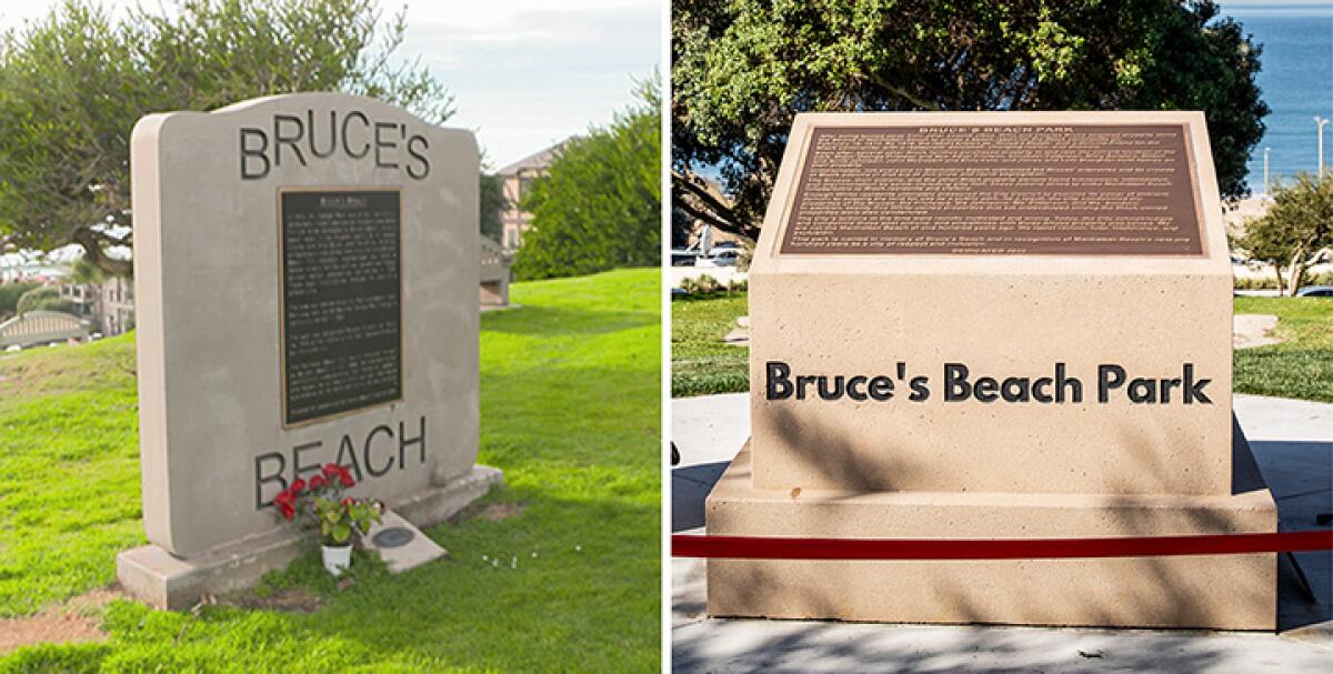Close up of the old Bruce's Beach marker