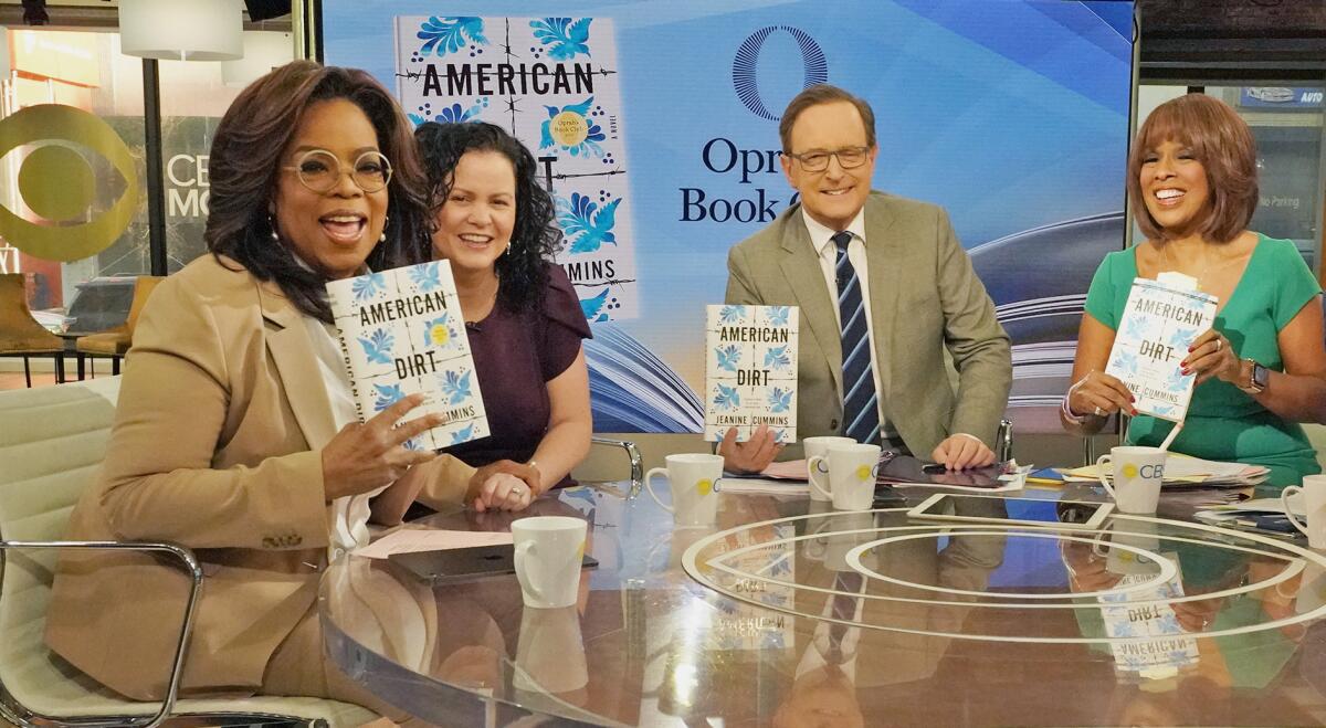Oprah Winfrey with author Jeanine Cummins Gayle King, Anthony Mason and Tony Dokoupil Co-Hosts of CBS THIS MORNING. 