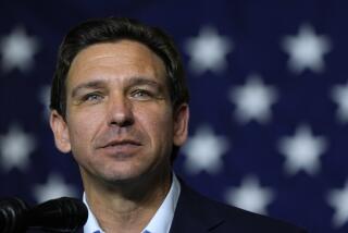 FILE - Republican presidential candidate Florida Gov. Ron DeSantis speaks during a fundraising event for U.S. Rep. Ashley Hinson, R-Iowa, Aug. 6, 2023, in Cedar Rapids, Iowa. The Florida governor is bringing on James Uthmeier, his chief of staff from his state office, to serve as his campaign manager, replacing Generra Peck, who led DeSantis' reelection campaign last year before jumping into the same role on his presidential bid. (AP Photo/Charlie Neibergall)