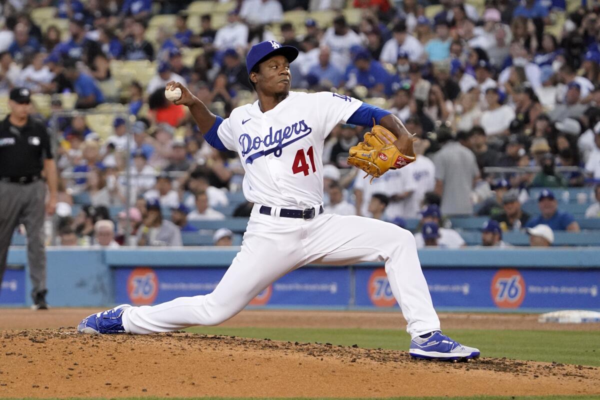 Josiah Gray pitches for the Dodgers.