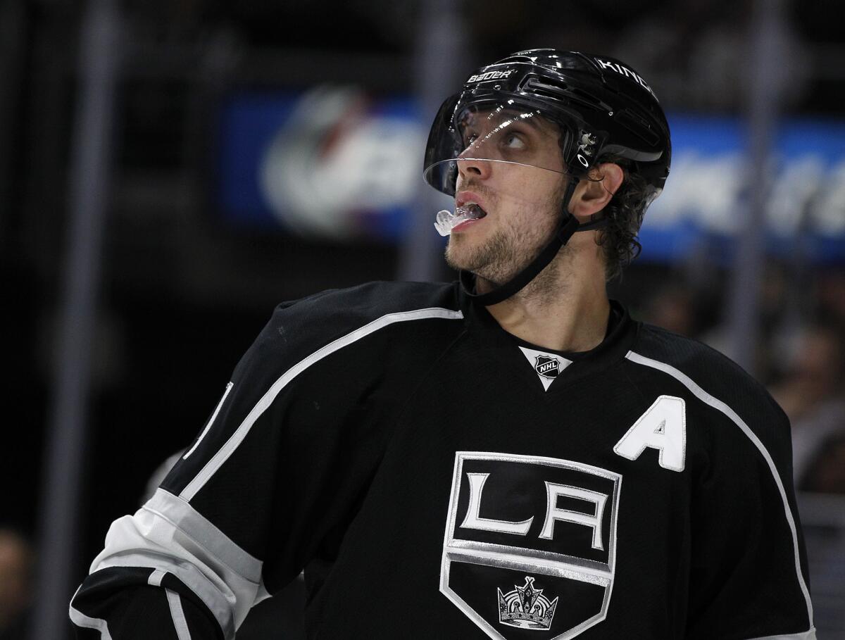 Kings center Anze Kopitar plans to play Thursday night after being hit by St. Louis Blues forward Ryan Reaves in a game Tuesday.