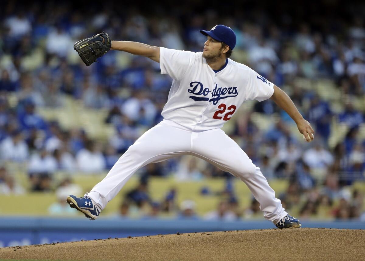 Dodgers' Clayton Kershaw pitches during the first inning against the Washington Nationals Tuesday.
