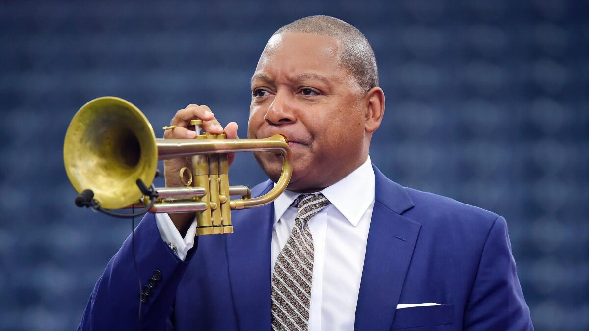 Musician, composer and bandleader Wynton Marsalis performs during the Louis Armstrong Stadium Dedication Ceremony at USTA Billie Jean King National Tennis Center on Aug. 22 in New York City.
