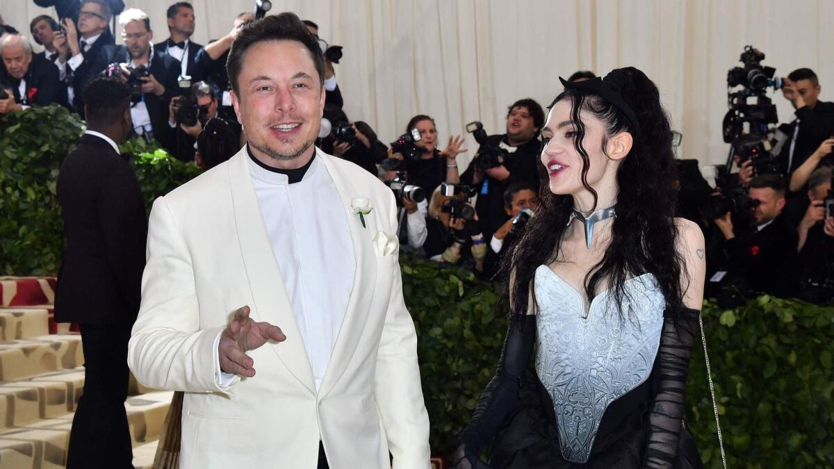 Elon Musk and Grimes arrive for the 2018 Met Gala on May 7, 2018.