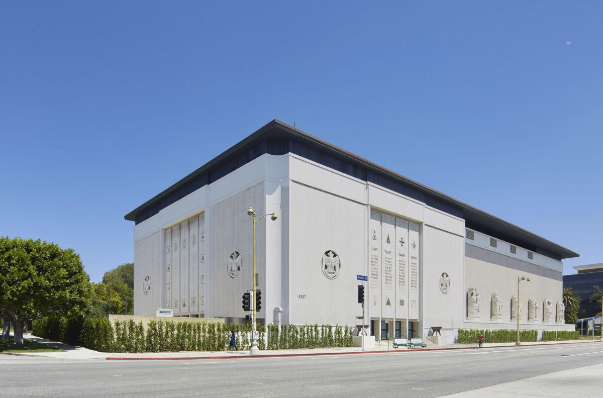 The Marciano Art Foundation is housed in a former Masonic temple on Wilshire Boulevard near Koreatown.